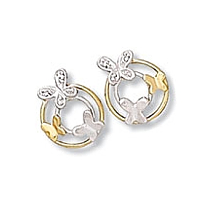 Two-tone Butterfly Circle Earrings